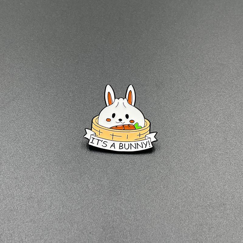 White Rabbit Cartoon Brooch Drip Oil Alloy Accessories 25x22mm