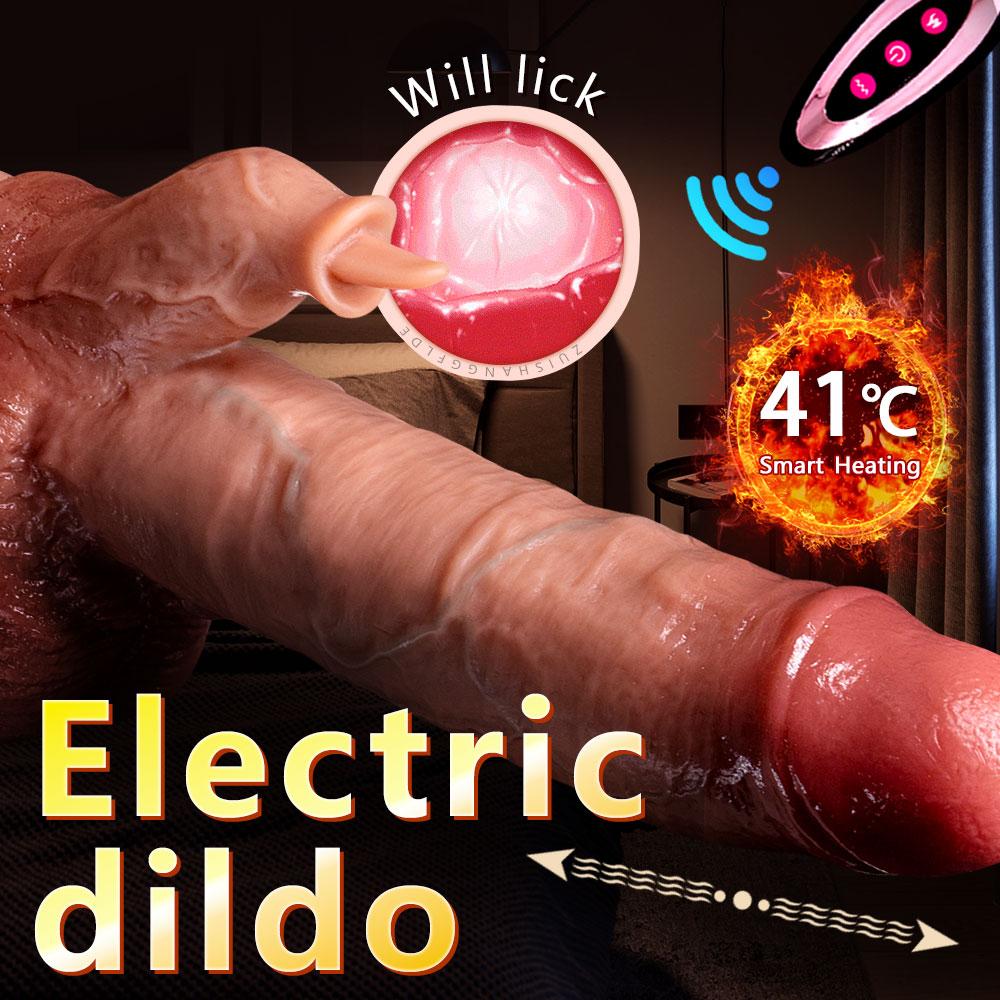 Big Tongue Automatic Expansion Swing Tongue Licking Silicone Penis Dildo Female Heating Vibrator Artificial Penis Adult Sex Toys