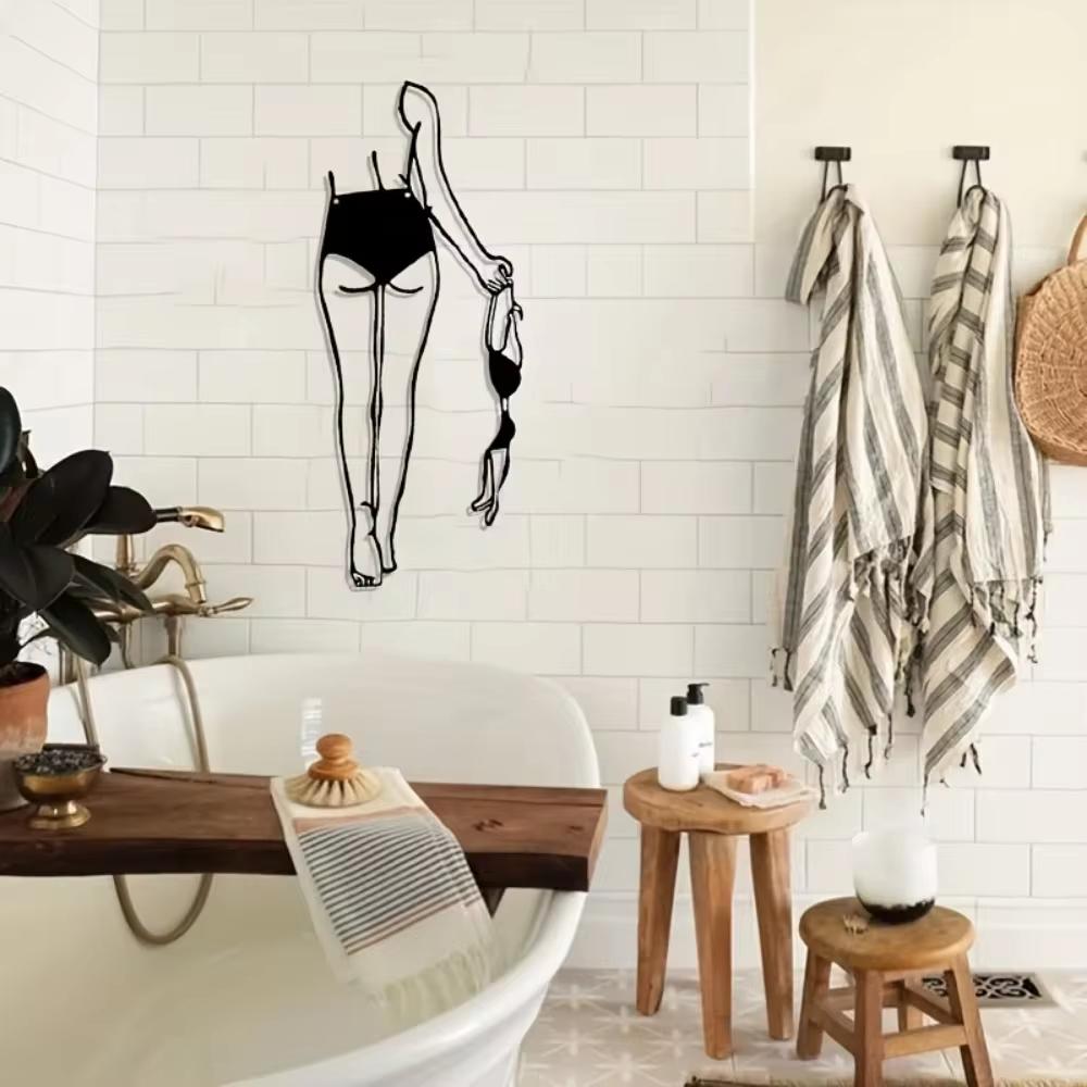 1pc Modern Minimalist Nude Woman Metal Wall Decoration - Ideal for Bathroom. An Elegant Wall Art for Room and Vintage Decor.