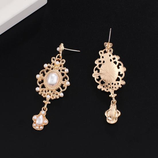 1 par dinglende øredobber kongelig hoffdesign ferskvannsperle geometrisk mønster klassisk temperament kjole