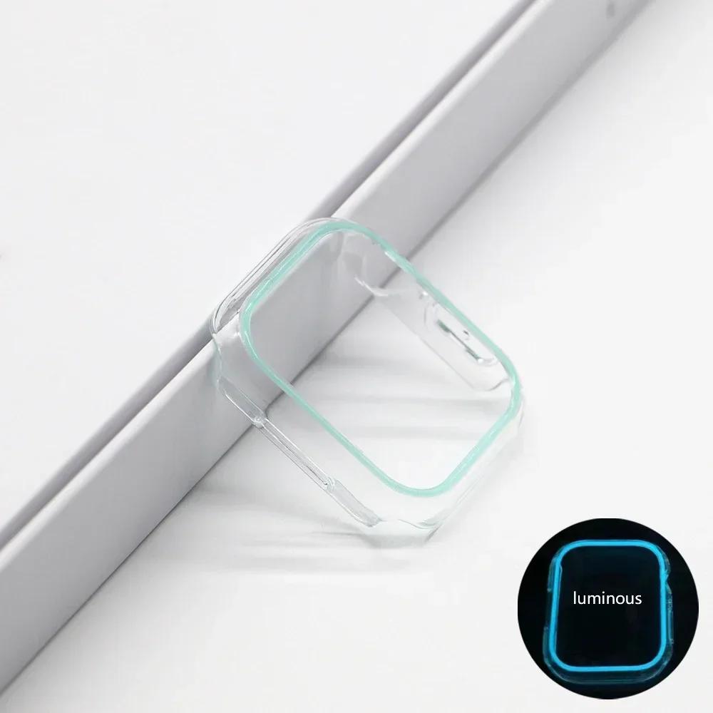 Luminous Cover for Apple Watch Case Ultra 3/2 49mm 45mm 44mm 41mm 40mm Hard PC Bumper Protective Frame iWatch 8 7 6 5 SE3