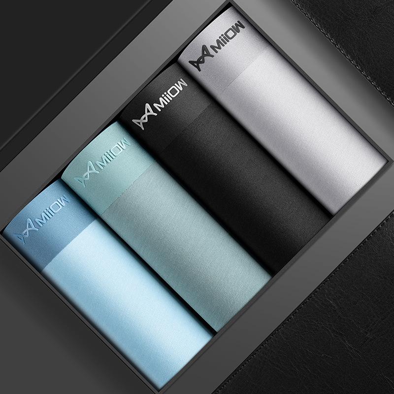 

4pcs Men s Underwear for Autumn and Winter Breathable and Seamless Underwear Men s Solid Color Four Cornered Underwear Boxer Brief L