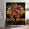 Vintage Rockin The Dog Mom Shower Curtain Hipster Decor For Your Bathroom With Red Glasses Polka Dot Bandana