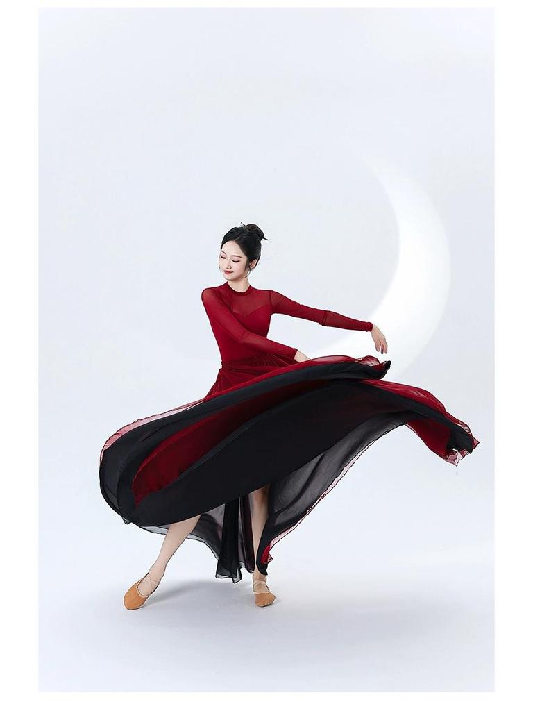 Chinesischer Klassischer Tanz Fließender Gaze-Rock - Doppellagig 720° Schwung Performance & Übungskostüm