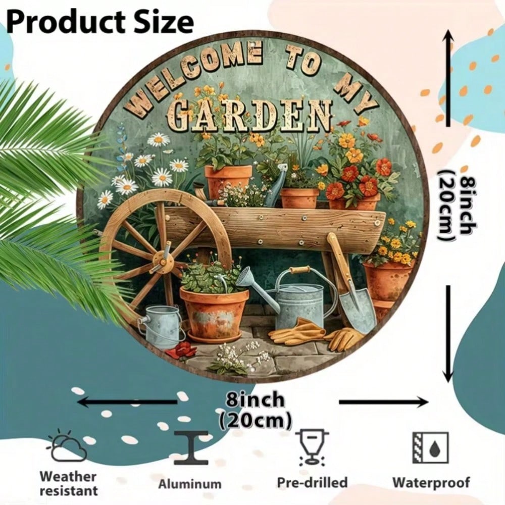 

Vintage Metal Tin Sign Welcome To My Garden Decor 20x20