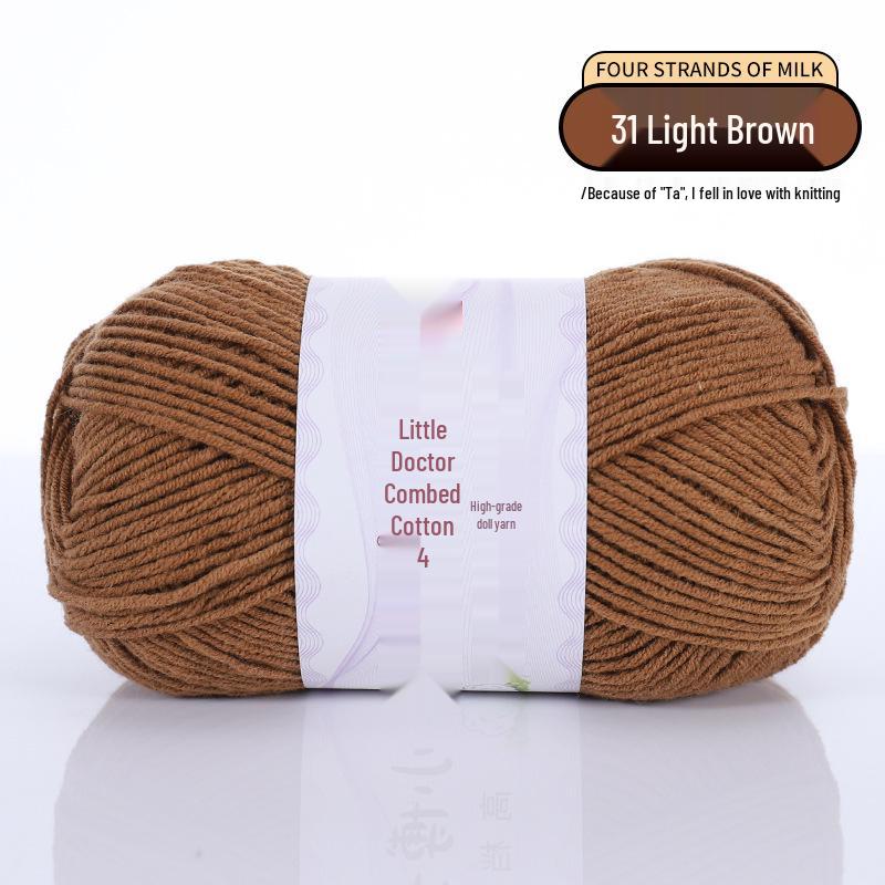 40g 4-Ply Combed Milk Cotton Yarn - Little Doctor, Medium-Thick for DIY Knitting Projects: Dolls, Cushions, Blankets