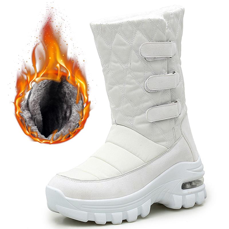 Modische Stiefel Damen Plateauschuhe für Damen Weiche Schneeschuhe Frau Lässig Warm halten Damenschuhe Mode Flache Winterstiefel Botas Mujer