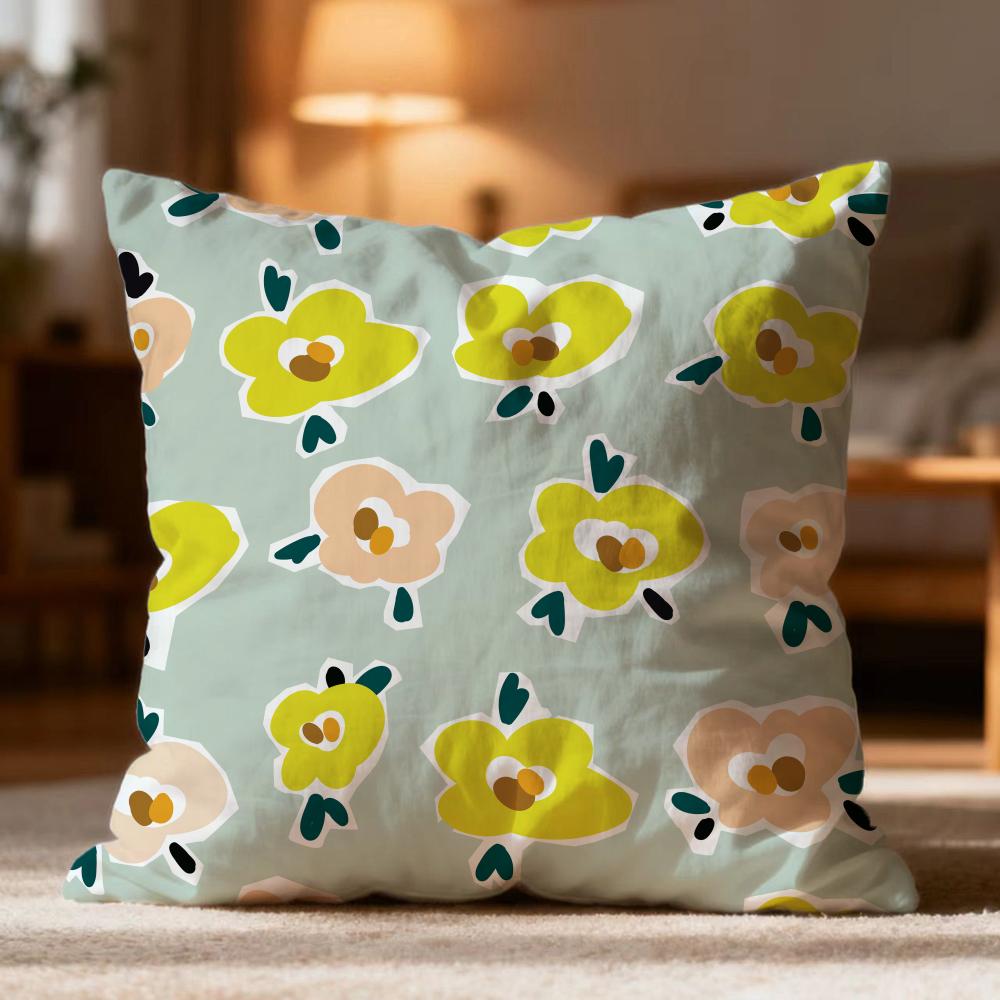 Hot Floral Cushion Cover Soft Washable Pillow Case Multi-Scene for Couch Bed Travel Office Use
