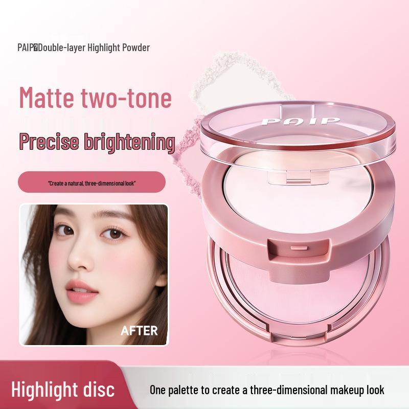 PAIP Double-Layer Contour Highlighter: Natural Matte Finish, Fine Adherence, Non-Caking, 3D Glow