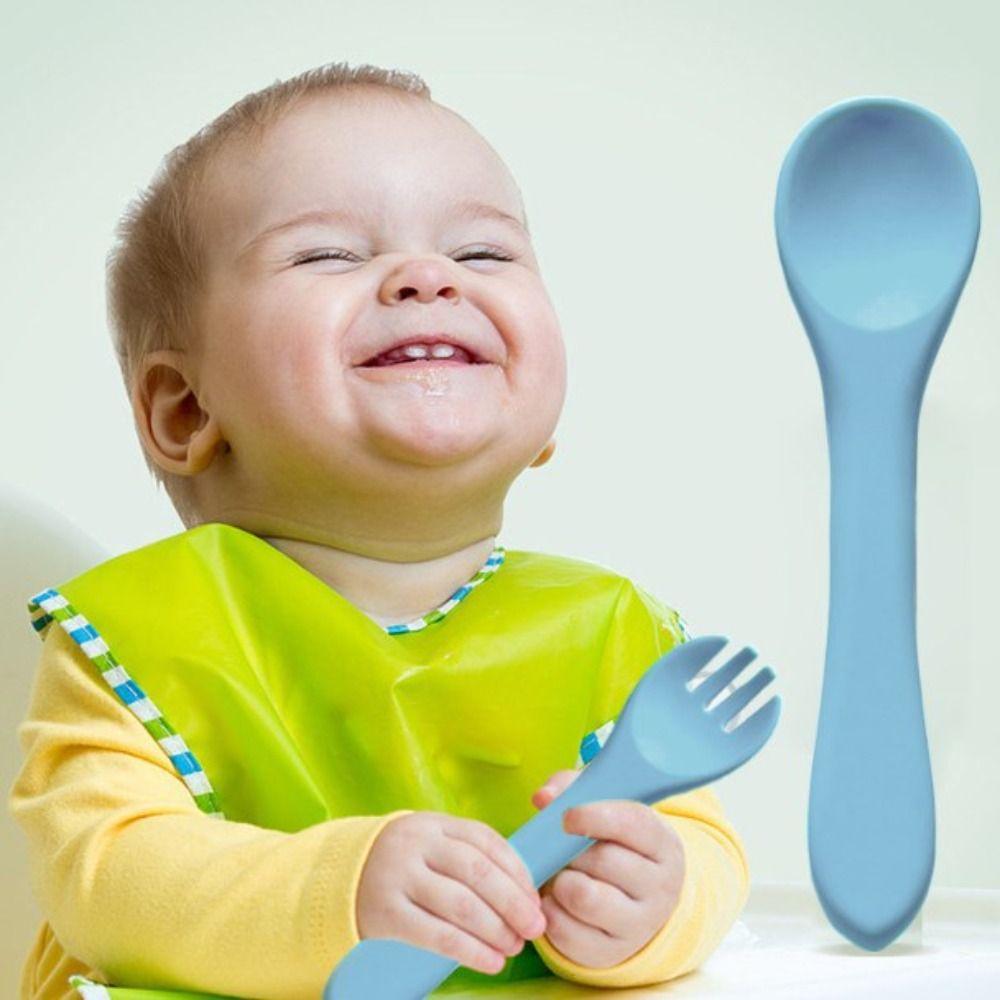 

Мягкая детская ложка-вилка для кормления младенцев, силиконовая, устойчивая к высоким температурам, детская ложка для младенцев