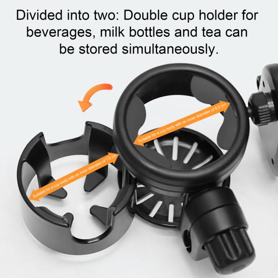 Water Cup Holder 3 in 1 Stroller Cup Holder with Phone Mount 360 Degrees Rotatable Drink Holder Non Slip Easy Install Removable Stroller Accessories