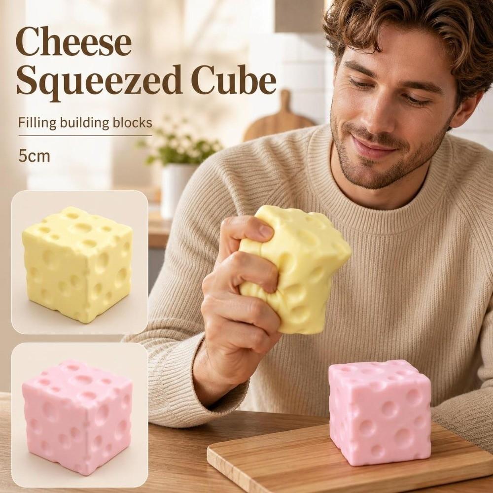 Soundeffekte Käse gequetscht Würfel Knuspriger Käse Quetschspielzeug Käse Stressball Büro Schreibtisch Spielzeug