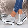 Fashion New Hollowed Out Vulcanize Shoes Female 2025 Spring Autumn Solid Height Increase Women's Shoes Casual Slip on Platform Sneakers