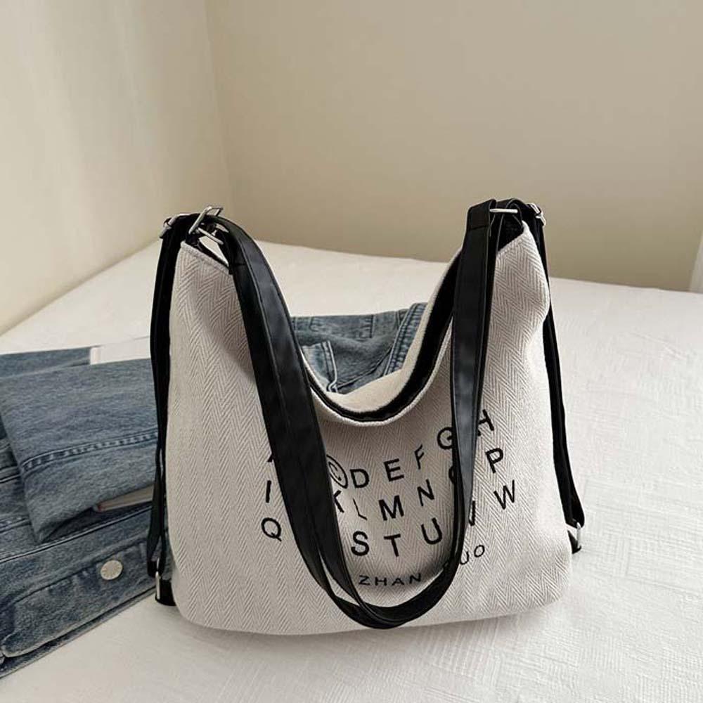 Polyester Three Uses Canvas Bag Soft Retro Street Crossbody Bag Letter Printed Handbags  Travel