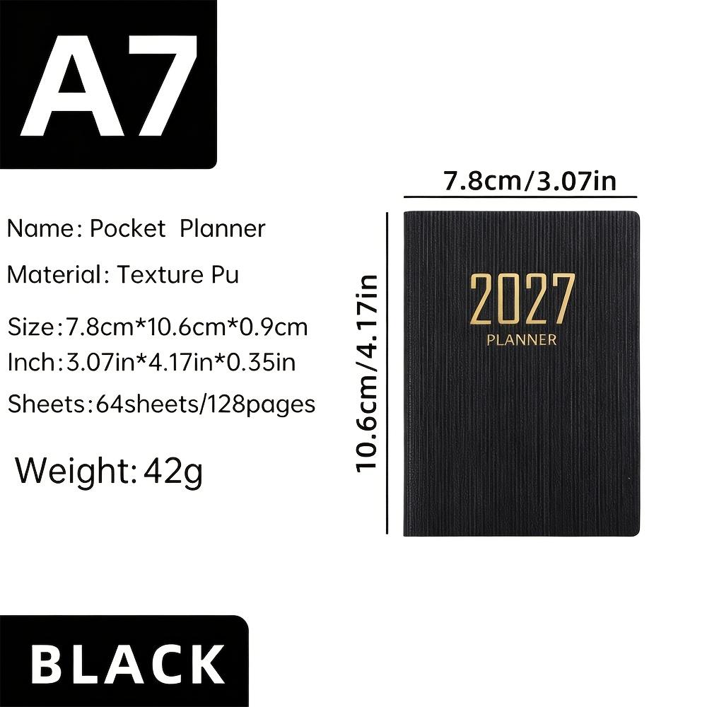 A7 2027 English Planner, 128-page Slim Weekly Notebook, 365-day Daily Planner Calendar, A7 Mini Portable Pocket Daily Planner
