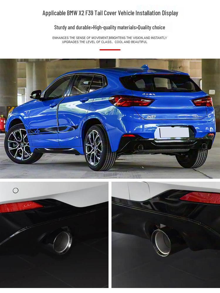 BMW X2 F39 (2018-2022) Black Stainless Steel Exhaust Tailpipe Trim