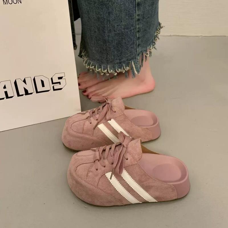 

Баотоу полутапочки женские летние 2025 новые супер огонь без каблука немецкие тренировочные туфли одна нога ленивые бокен обувь 38 розовый