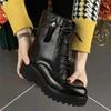 Comfort boots autumn and winter Martin boots thick heel medium heel leather thick bottom fleece British style boots fleece
