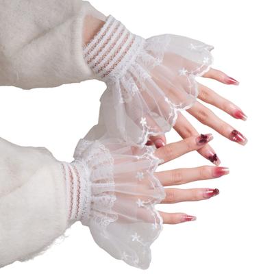 Lace Wrist Cuffs For Nails Photography Breathable Sheer Fabric Elastic Cuffs Fashion Accessories