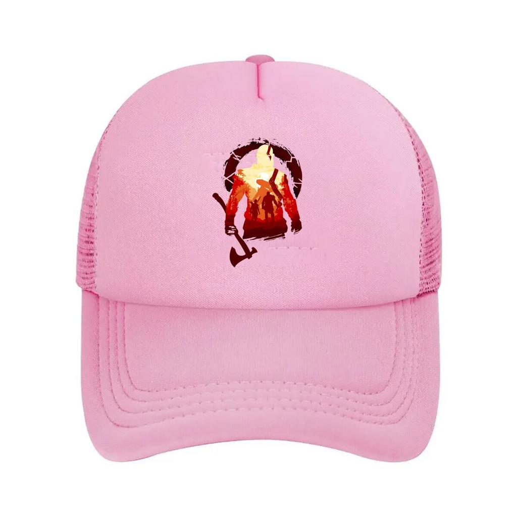 A Striking Red and Black Design with a Heroic Figure Mesh Baseball Cap Unisex Women Retro Sun Breathable Snapback Cap Dad Hat