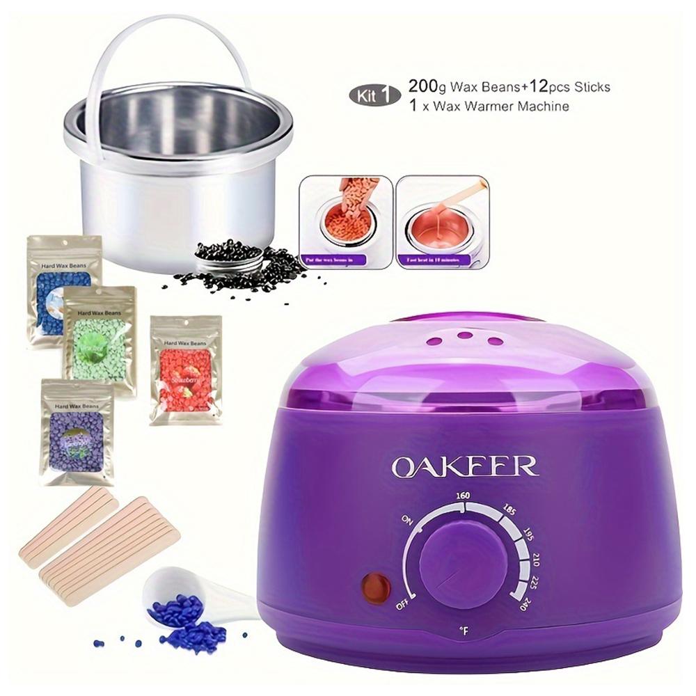 [EU Plug] 200ml Purple Wax Melting Machine + 200g Wax Beans Set, Wax Heating, Wax Hair Removal And Wax Therapy Machine