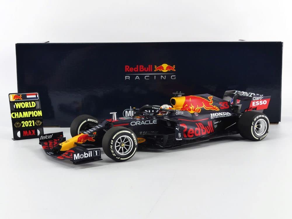 Minichamps Scale Red Bull Racing Honda RB16B 2021 F1 Abu Dhabi GP Winner Verstappen World Champion with Pit Board 1/18 #33 M. (110212333)