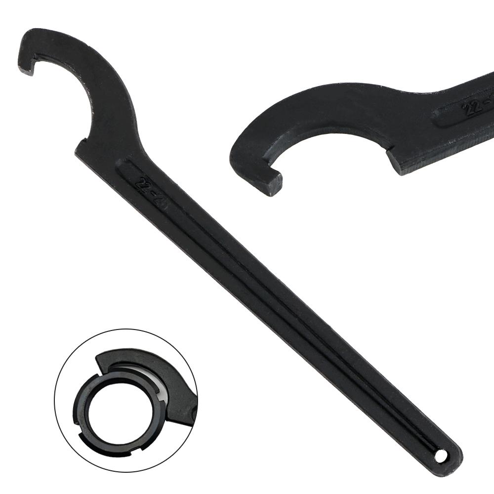 DIYWORK Crescent Hook Head Round Nut Spanner Hand Tool 22-26mm Stainless Steel C Shape Wrench Tool