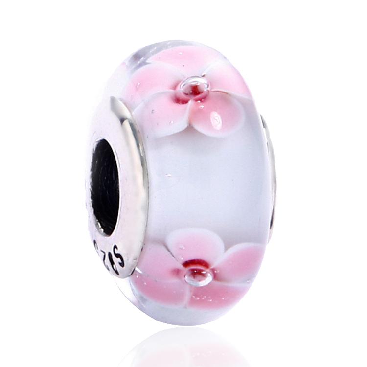 Brand New Authentic Original Copper Metal Murano Glass Charm Bead Component Colorful Rainbow Snowflakes Stars Charm Bead Component Designed For