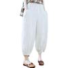 Lantern Pants Summer Elastic Waist Solid Color Cotton Linen Dual Pockets Ankle Length Loose Fit Women Harem Baggy Trousers Daily Wear