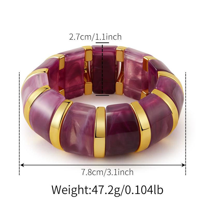 Bohemian Acrylic Elasticity Bracelet Exaggerate Women Simple Geometric Cuff Jewelry  Accessories