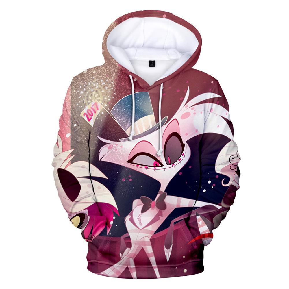 Hazbin Hotel Angel Dust Graphic Hoodie, Men 3D Full Print Pullover Hooded Sweatshirt Long Sleeve Kangaroo Pocket Anime Fan Merch Top