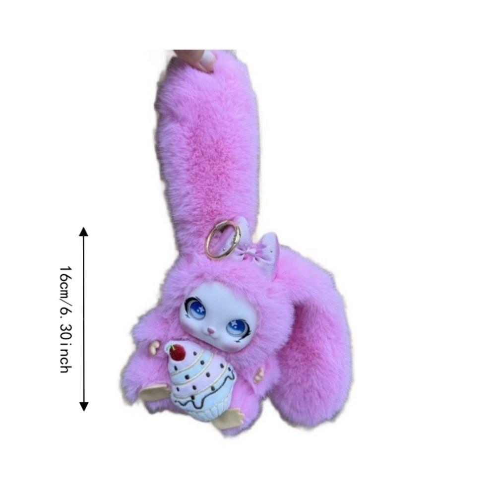 Big Ear Rabbit Plush Keychain Ornaments Car Key Ring Cute Bunny Doll Pendant Gift For Girls