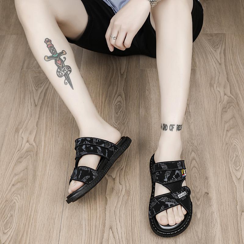 Double bottom high quality sandals men's summer wear dual-purpose high-end men's leather beach slippers