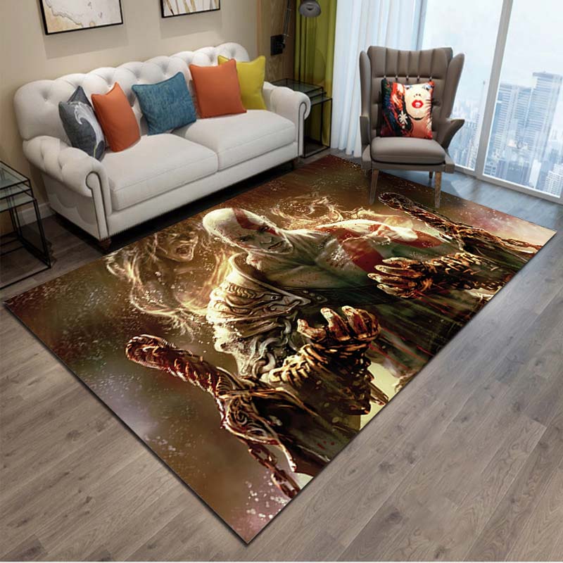 15 Sizes Kratos God-of-War Gamer Area Rug Large,Carpet for Living Room Bedroom Sofa Doormat Decor,Kids Play Non-slip Floor Mat