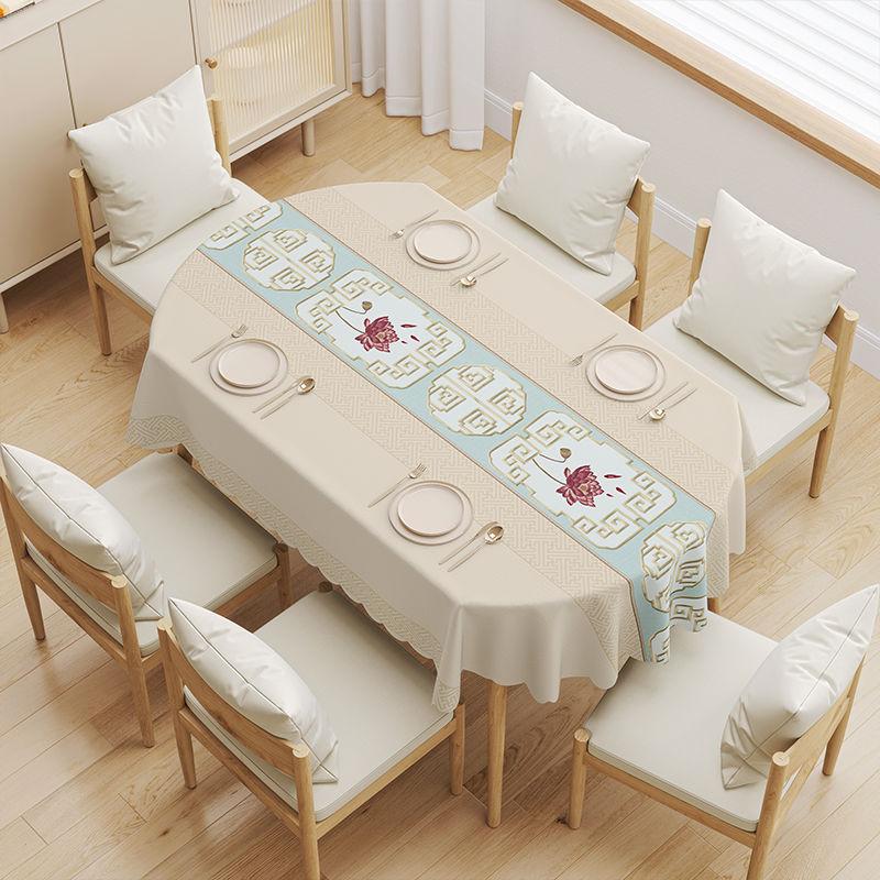 Tovaglia Stampata a Righe Geometriche Moderne Bordo Ondulato in PVC Cuscino Ovale per Scrivania Isolante Resistente allo Sporco Facile da Mantenere Tappetino per Tavoli