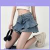 Denim Minirock Für Damen Hohe Taille Patchwork Sommer Rüschen Modisch Lässig Für Teenager