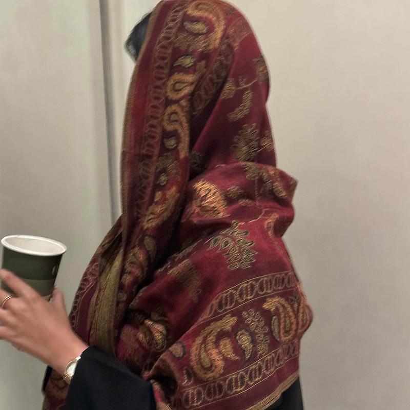 Paisley Pashmina Shawl Scarf Women Jacquard Cashew Printed Scarves Flowers Borders Female Tassel Blanket Wraps Ethnic Shawls