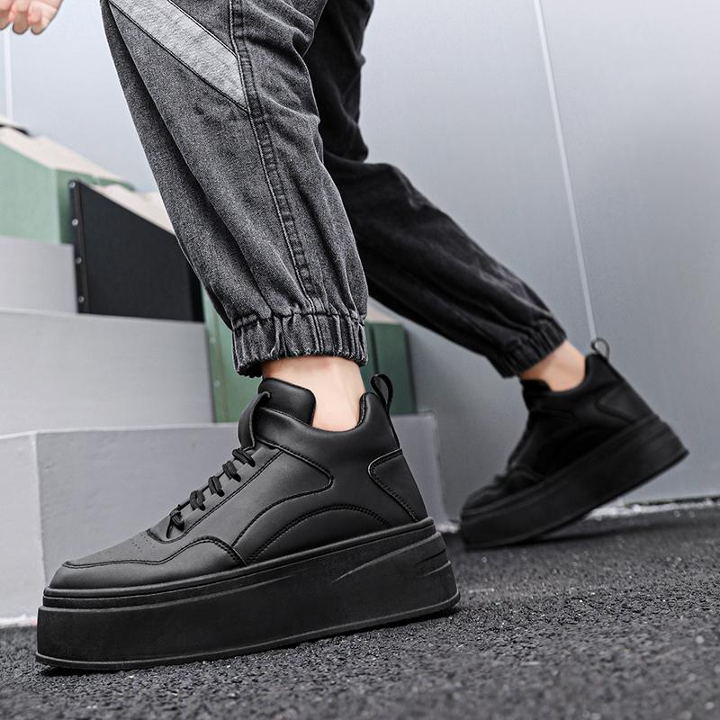 Street Platform White Sneakers Men High Top Men's Skateboard Shoes Fashion Casual Leather Chunky Sports Shoes Men Tenis Hombre