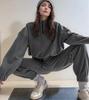 2025 Autumn/Winter Women's Fashion Loose Zipper Stand Collar Hoodie & Casual Two-Piece Set