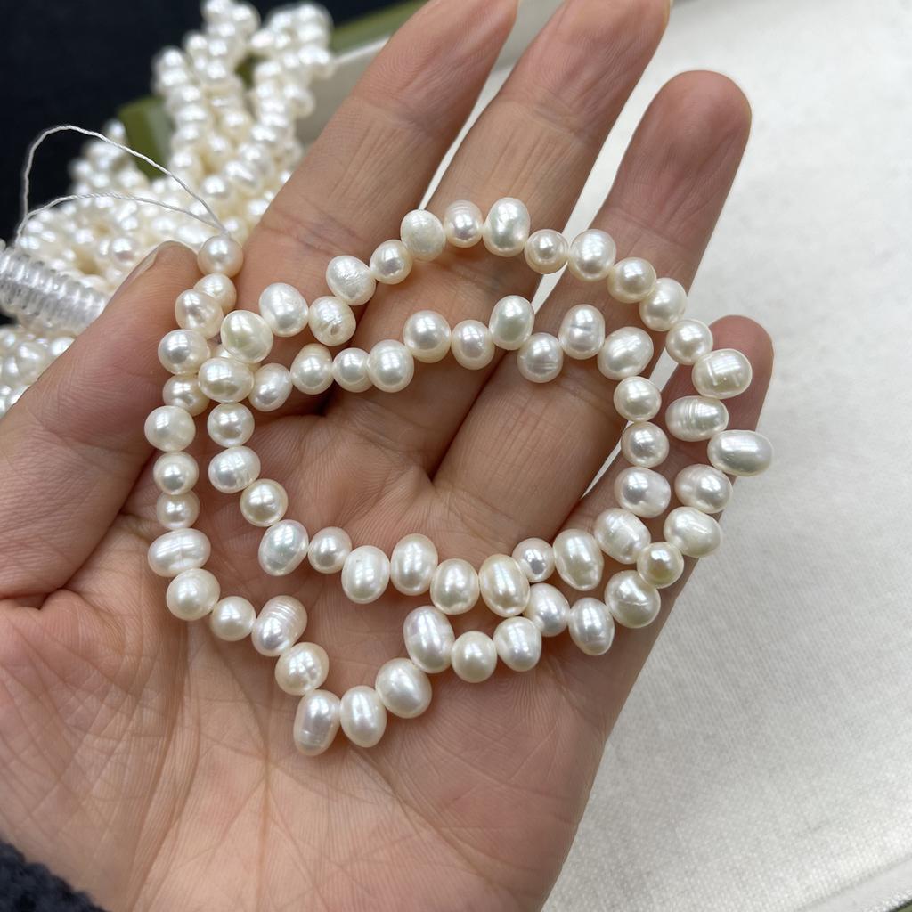 1String, White Purple Yellow Natural Freshwater Pearls, Handmade  Top Sided Drilled Hole Pearl Beads for Jewelry Making DIY (Beads 5-6mm, Length 36cm)