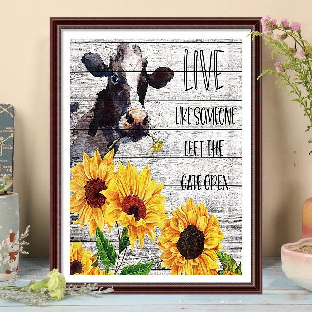 

5D DIY Алмазная картина Корова Набор для вышивки крестом Мозаика Алмазная вышивка Роза Полный круглый/квадратный дрель Украшение дома Round 30x40cm