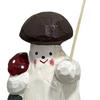 Wooden Mushroom Figurine Hand-Carved Mushroom Elf Holding A Balloon Rustic