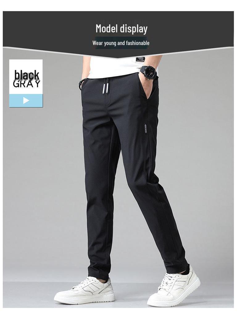 Black Label Plus Men's Slim Fit Fleece Pants - Autumn/Winter Korean Style Large Size Straight Business Casual Trousers