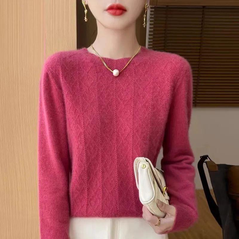 Women Autumn Winter Wool Sweater Women Elegent O-neck Sweater Flower Long Sleeve Top Fashion Knit Female Pullover Pull Jumper