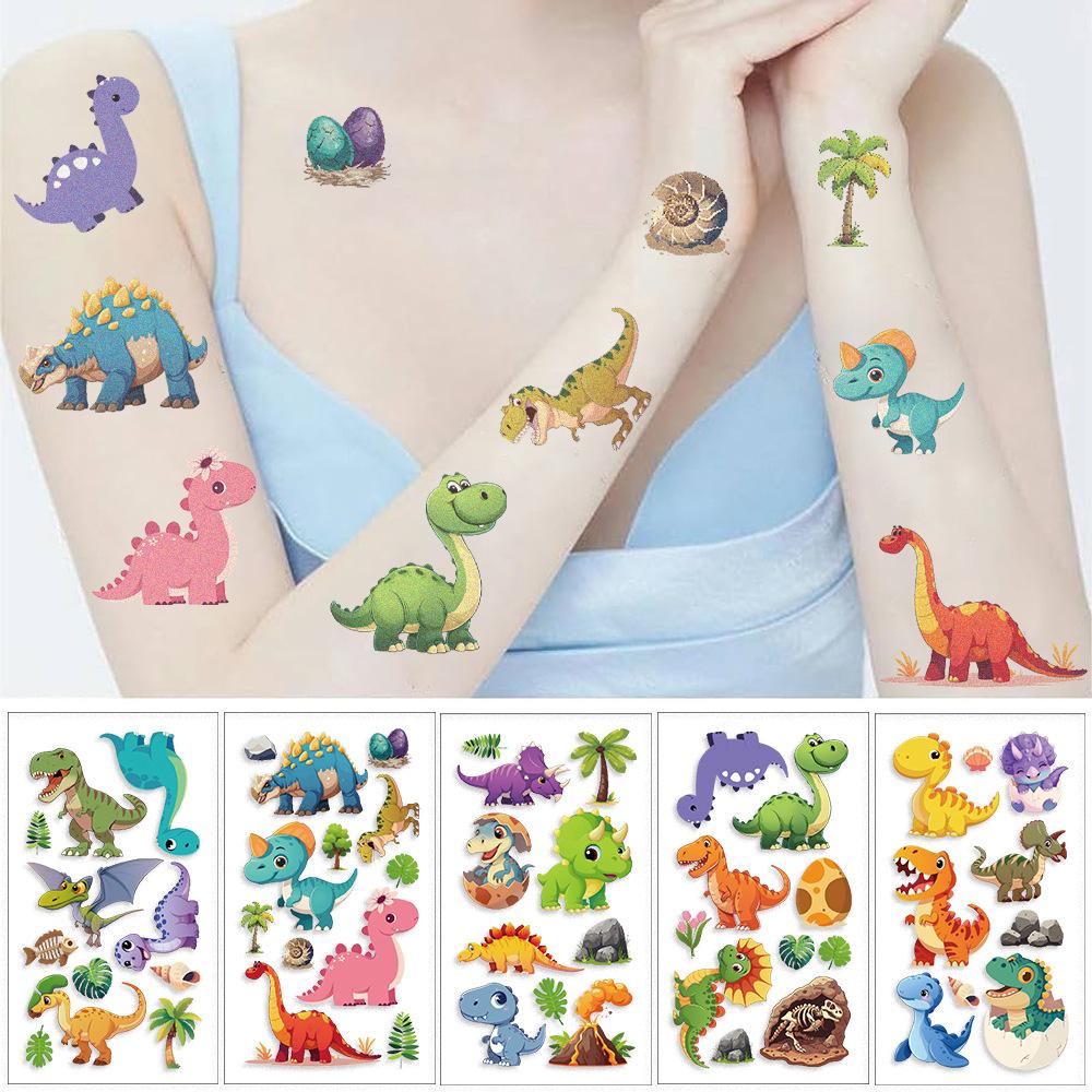 Children's Cartoon Dinosaur Tattoo Stickers, Waterproof Love Personality Tyrannosaurus Rex Tattoo Stickers, Animal Party Tattoo Stickers