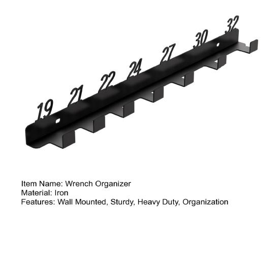 Metal Wrench Organizer Wall-Mounted Wrench Holder with Size Number Heavy Duty Tools Storage Rack for Garage Shed Work Van Garden Shop Mechanic Yard