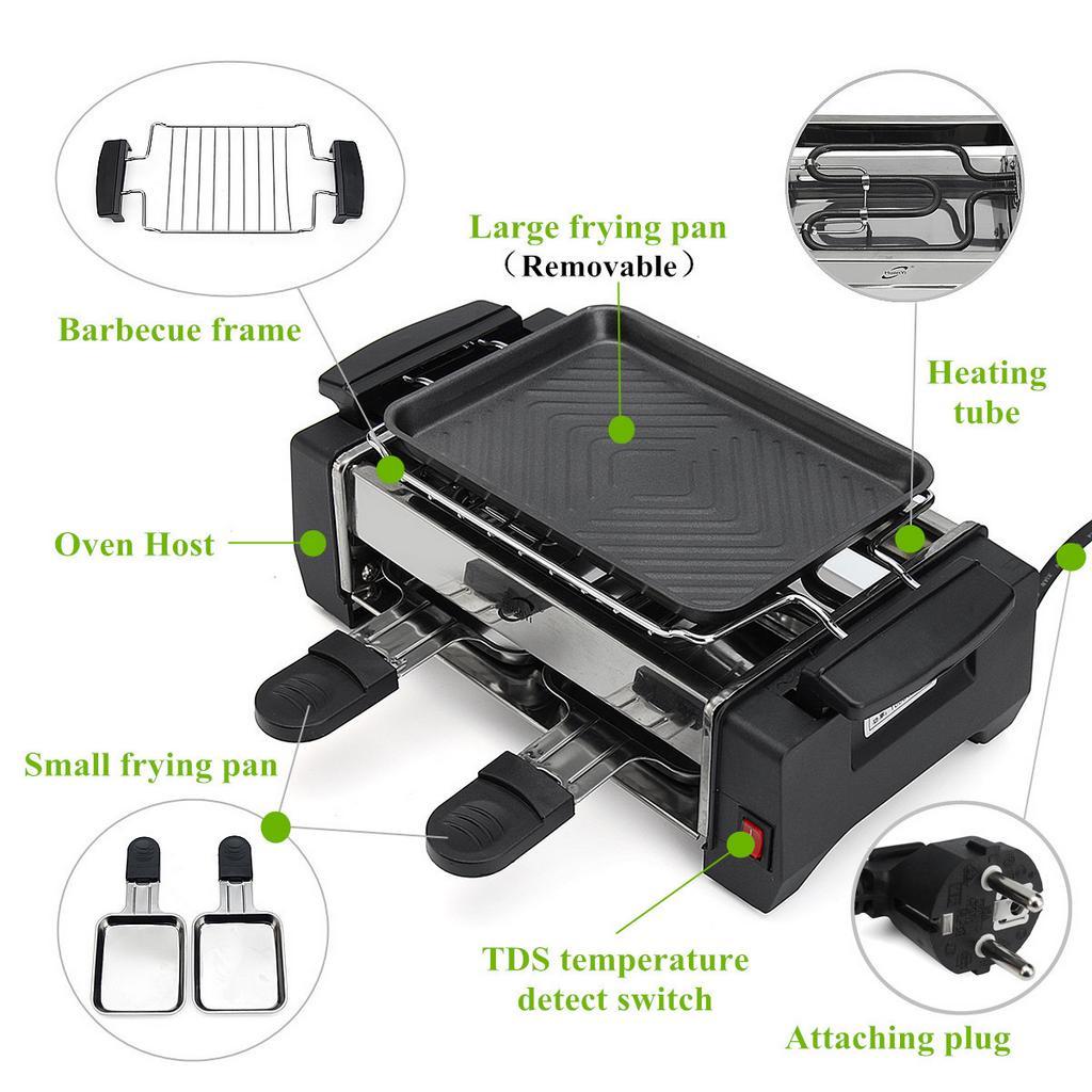 Electric BBQ Grill Kitchen Barbecue Machine Non Stick Grilled Meat Pan Contact Grill 1000W 2 Type Frying Pan for Home Store Cook