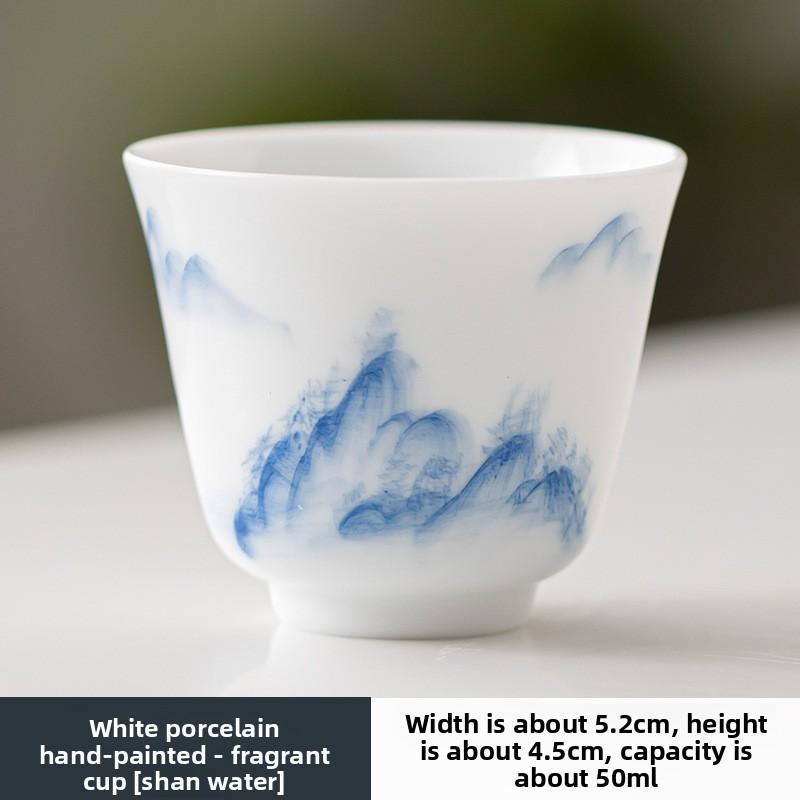 Underglaze Hand-painted White Porcelain Tea Cup Household Small Teacup Tea Bowl Cup Smell Cup Kung Fu Tea Set Master Cup