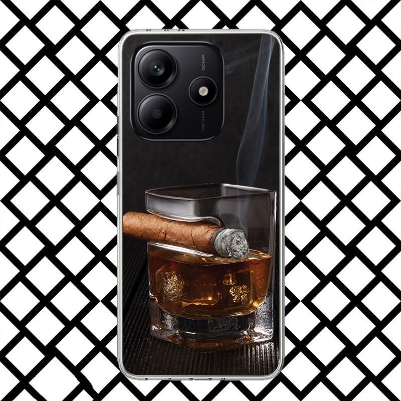 Cigar Whiskey Ice Drink Phone Case for Xiaomi Redmi Note 15 14 14S 13 12 12S 11 Pro Plus 11E 11T 11S 10S 5G Soft Cover Fundas Re