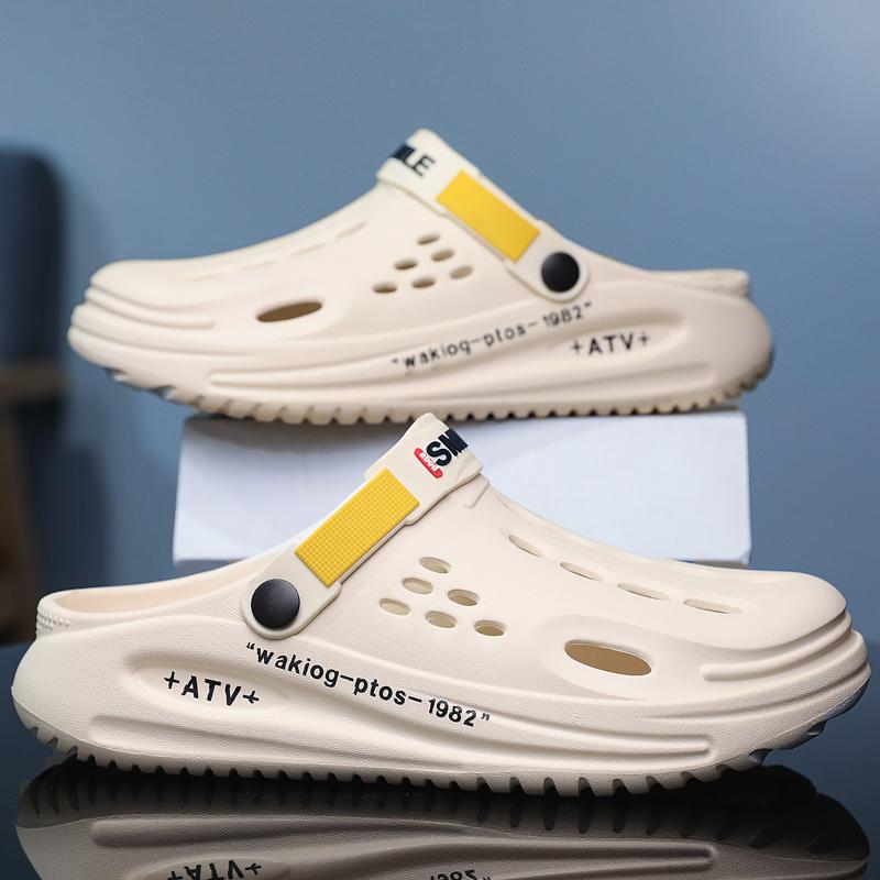 

Мужские пещерные туфли, домашние сандалии Eva Tread Shit Feeling, двойные тапочки-сандалии, уличная пляжная обувь, мужские тапочки, на выбор несколько цветов 38 бежевый